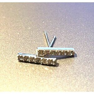 S925 Sterling Silver Crystal Bar Stud Earrings